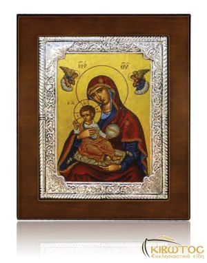 Εικόνα Ασημένια Παναγία Γλυκασμός των Αγγέλων 17x14cm