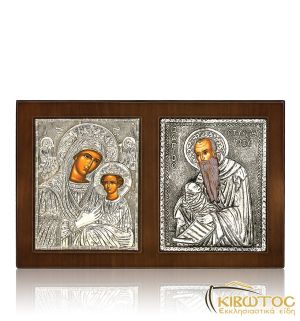Εικόνα Ασημένια Παναγία-Άγιος Στυλιανός Δίπτυχο 26x17cm