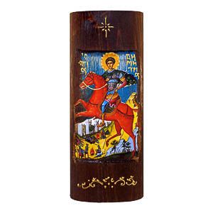 εικόνα άγιος Δημήτριος εκκλησιαστικά είδη Ξύλινη Χειροποίητη Χρυσή Γραφή 23,5x9,5