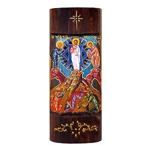 εικόνα Ιησούς Χριστός Μεταμόρφωση εκκλησιαστικά είδη Ξύλινη Χειροποίητη Χρυσή Γραφή 23,5x9,5