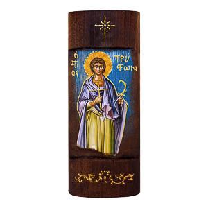 εικόνα άγιος Τρύφων εκκλησιαστικά είδη Ξύλινη Χειροποίητη Χρυσή Γραφή 23,5x9,5