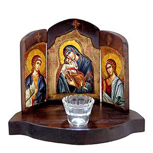 Εικόνα Καντήλι Τρίπτυχο Παναγία Γλυκοφιλούσα