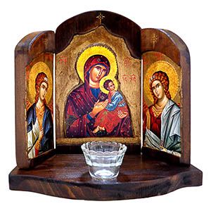 Εικόνα Καντήλι Τρίπτυχο Παναγία Βασίλισσα Αγγέλων