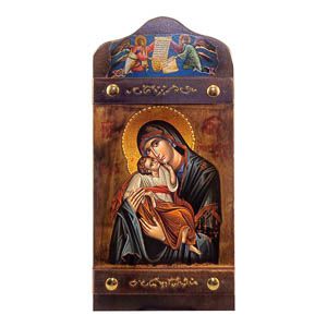 εικόνα Παναγία Θεοτόκος Γλυκοφιλούσα εκκλησιαστικά είδη Ξύλινη Μέταλλο 39x18,5
