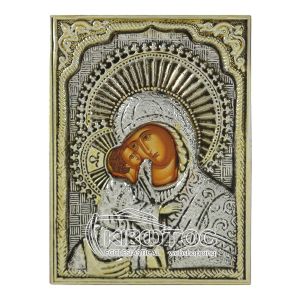 Εικόνα Παναγία Ρώσικη Επιμεταλλωμένη σε Ξύλο Μικρή
