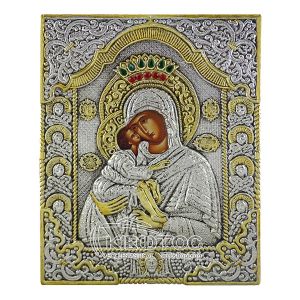 Εικόνα Παναγία Γλυκοφιλούσα Επιμεταλλωμένη Ξύλο με Λίθους