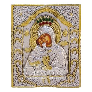 Εικόνα Παναγία Γλυκοφιλούσα Επιμεταλλωμένη Λίθους Ξύλο