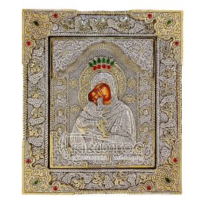 Εικόνα Παναγία Γλυκοφιλούσα Επιμεταλλωμένη με Λίθους