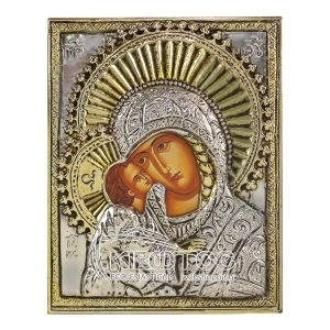 Εικόνα Παναγία Ρώσικη Επιμεταλλωμένη Δίχρωμη