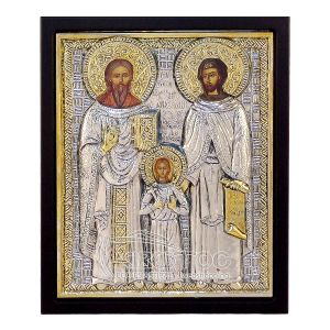 Εικόνα Άγιος Ραφαήλ Νικόλαος και Ειρήνη Επιμεταλλωμένη 21x18cm