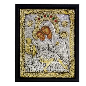 Εικόνα Παναγία Άξιον Εστί Επιμεταλλωμένη σε Ξύλο Άμπελος 
