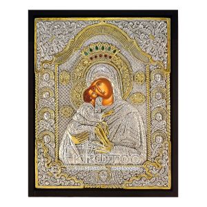 Εικόνα Επιμεταλλωμένη Παναγία Γλυκοφιλούσα σε Ξύλο