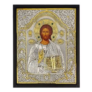 Εικόνα Ιησούς Χριστός Επιμεταλλωμένη σε Ξύλο Άμπελος Με Λίθους