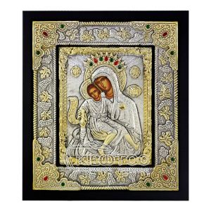 Εικόνα Παναγία Άξιον Εστί Επιμεταλλωμένη σε Ξύλο Άμπελος