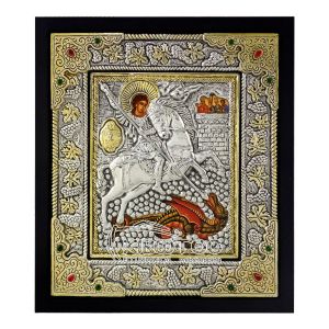 Εικόνα Άγιος Γεώργιος Επιμεταλλωμένη σε Ξύλο Άμπελος