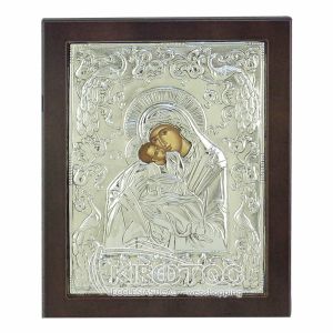 Εικόνα Ασημένια Παναγία Γλυκοφιλούσα 23x17cm