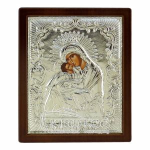 Εικόνα Ασημένια Παναγία Γλυκοφιλούσα Ρωσσική 28x23cm