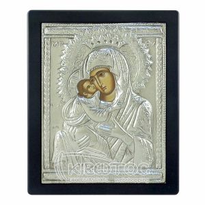 Εικόνα Ασημένια Παναγία Γλυκοφιλούσα Βυζαντινή 17x14cm