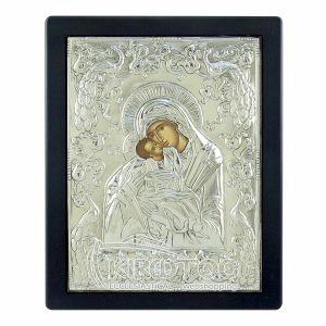 Εικόνα Επάργυρη Παναγία Γλυκοφιλούσα 23x17cm