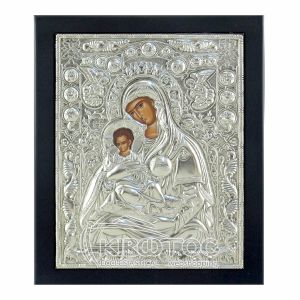 Εικόνα Ασημένια Παναγία Γλυκασμός των Αγγέλων 28x23cm
