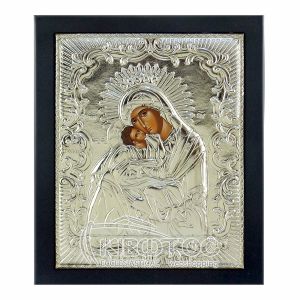 Εικόνα Ασημένια Παναγία Γλυκοφιλούσα Ρωσσική 28x23cm