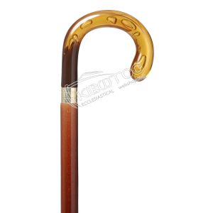 Μαγκούρα Ξύλινη με Διάφανη Χρυσή Λαβή