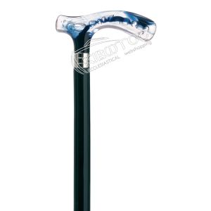 Μπαστούνι Στήριξης Ξύλινο Μαύρο Διάφανη Γαλάζια Λαβή