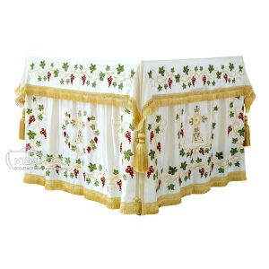 Κάλυμμα Αγίας Τράπεζας Λευκό με Σχέδιο της Αμπέλου