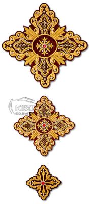 Ιερατικοί Σταυροί Σετ Μπορντό Σχέδιο Λουλούδι