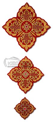 Ιερατικοί Σταυροί Σετ Μπορντό Σχέδιο Άνθη