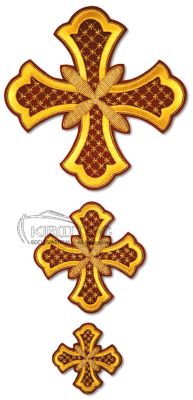 Ιερατικοί Σταυροί Σετ Μπορντό Χρυσοστολισμένοι