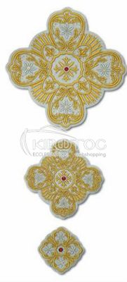 Ιερατικοί Σταυροί Σετ Ασημί με Χρυσοραμμένα Σχέδια