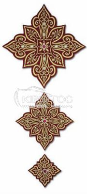 Ιερατικοί Σταυροί Σετ Μπορντό Σχέδιο Άνθη