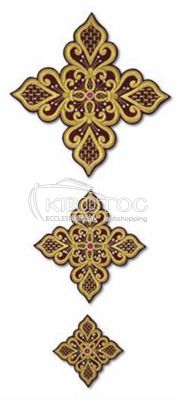 Ιερατικοί Σταυροί Σετ Μπορντό Σχέδιο Άνθη