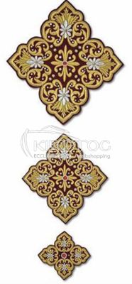 Ιερατικοί Σταυροί Σετ Μπορντό Σχέδιο Λουλούδια