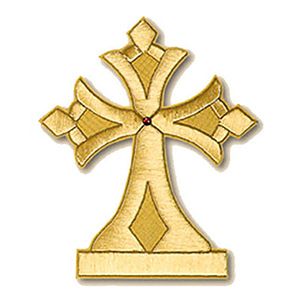 Μοτίφ Ραφτό Σταυρός 32x27cm με Κόκκινο Πετράδι