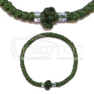 Κομποσχοίνι για το Χέρι Πράσινο με Διάφανη Λευκή Χάντρα