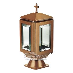 Καντήλι για Μνήμα Μπρούτζινο Λεία Επιφάνεια Χρυσό Τετράπλευρο