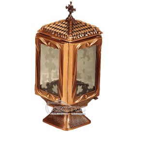 Καντήλι για Μνήμα Μπρούτζινο Χρυσό Τετράπλευρο Αμμοβολή