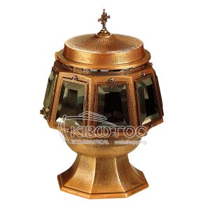 Καντήλι Μνημείου Μπρούτζινο Χρυσό Δορυφόρος Κρύσταλλο