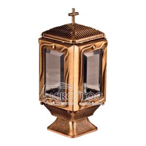 Καντήλι για Μνήμα Μπρούτζινο Χρυσό Τετράπλευρο Κρύσταλλο 8 mm