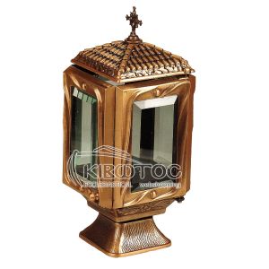 Καντήλι για Μνήμα Μπρούτζινο Χρυσό Τετράπλευρο Κρύσταλλο