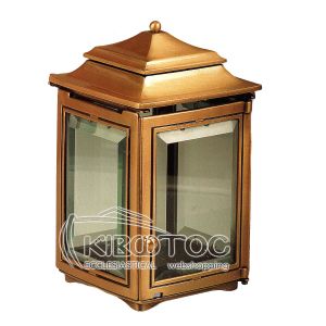 Καντήλι για Μνήμα Μπρούτζινο Κρύσταλλο Τετράπλευρο Χρυσό