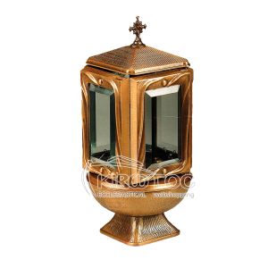 Καντήλι για Μνήμα Μπρούτζινο Χρυσό Τετράπλευρο Στρογγυλή Βάση