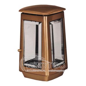 Καντήλι για Μνήμα Μπρούτζινο Χρυσό Κρύσταλλο Τετράπλευρο