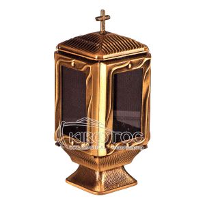 Καντήλι Μνημείου Μπρούτζινο Χρυσό Λεία Επιφάνεια Τετράπλευρο