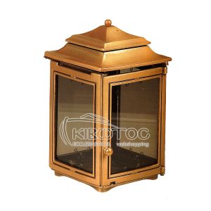 Καντήλι για Μνήμα Μπρούτζινο Χρυσό Τετράπλευρο με Πορτάκι