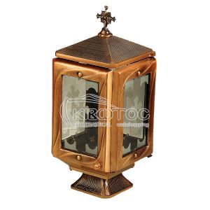 Καντήλι Μνημείου Μπρούτζινο Χρυσό Τετράπλευρο Αμμοβολή Σαγρέ