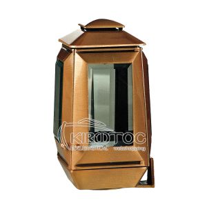 Καντήλι Μνημείου Μπρούτζινο Χρυσό Τετράπλευρο Κρύσταλλο Επιτοίχιο