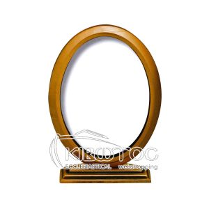 Κορνίζα για Μνήμα Μπρούτζινη Χρυσή Οβάλ με Βάση Οικονομική